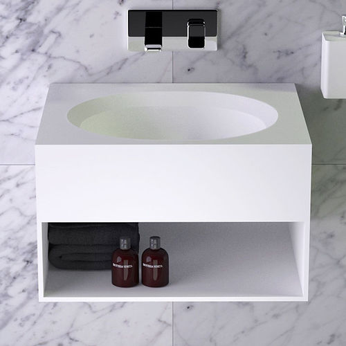Wandmontierter Waschtisch-Unterschrank - GLOW - KNIEF & CO. GmbH - Holz / Mineralwerkstoff / modern