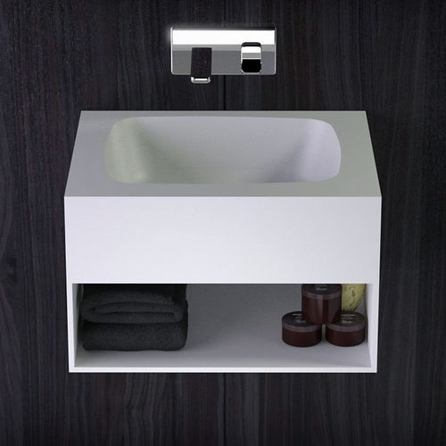 Wandmontierter Waschtisch-Unterschrank - PRIDE - KNIEF & CO. GmbH - Mineralwerkstoff / modern / mit Ablage