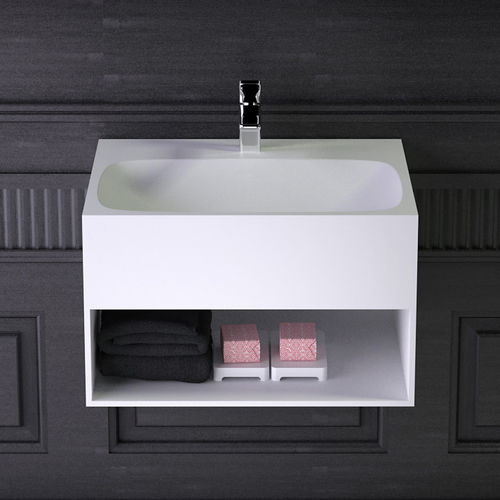 Wandmontierter Waschtisch-Unterschrank - GLAM - KNIEF & CO. GmbH - Mineralwerkstoff / modern / mit Ablage
