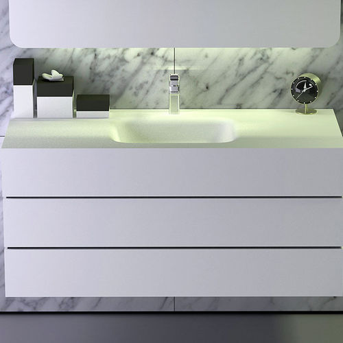 Wandmontierter Waschtisch-Unterschrank - KNIEF & CO. GmbH - Mineralwerkstoff / modern / mit Schubladen