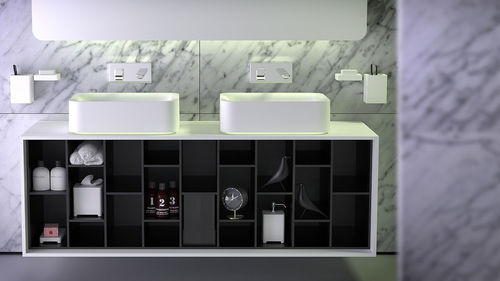 Wandmontierter Waschtisch-Unterschrank - BOXES - KNIEF & CO. GmbH - Mineralwerkstoff / modern / mit Schubladen