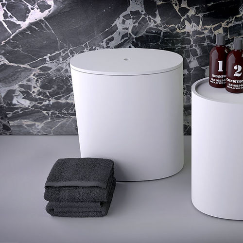 Moderner Hocker - OVAL - KNIEF & CO. GmbH - Mineralwerkstoff / für Badezimmer / weiß