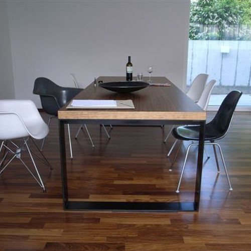 Moderner Esstisch - pure inox - Holz / Edelstahl / rechteckig
