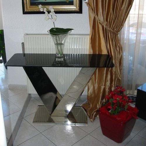 Moderner Konsolentisch - pure inox - Glas / Edelstahl / rechteckig