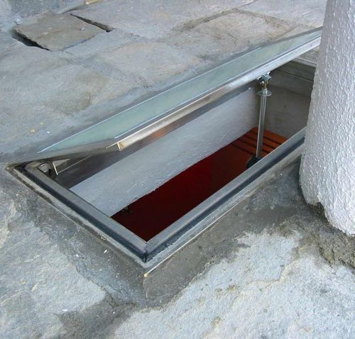 Revisionsklappe für Fußboden - pure inox - rechteckig / Edelstahl / Glas