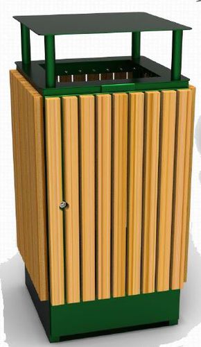 Park-Abfallbehälter - BLOC-BIN 200 LITR - NORCOR MOB.URBAIN - Stahl / Holz / mit Deckel