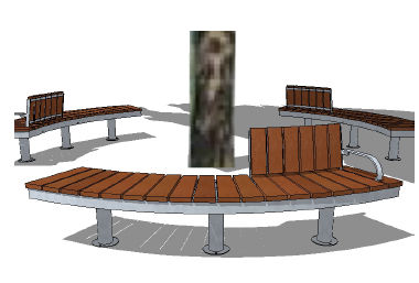 Moderne Bank für den öffentlichen Raum - F-SYSTEM - NORCOR MOB.URBAIN - Holz / Beton