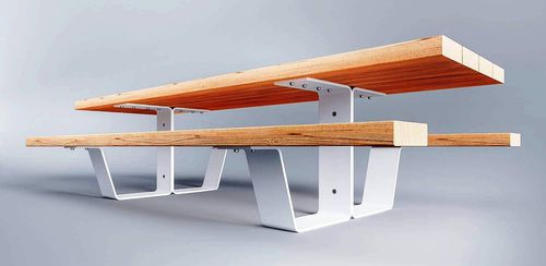 Moderner Picknicktisch - PIK-NIK - NORCOR MOB.URBAIN - Holz / Stahl / rechteckig