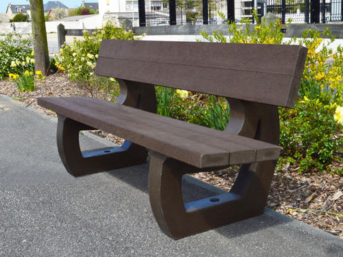 Klassische Bank für den öffentlichen Raum - PLASDESIGN-TIRRGARTEN - NORCOR MOB.URBAIN - Recyclingkunststoff / mit Rückenlehne / aus recyceltem Material