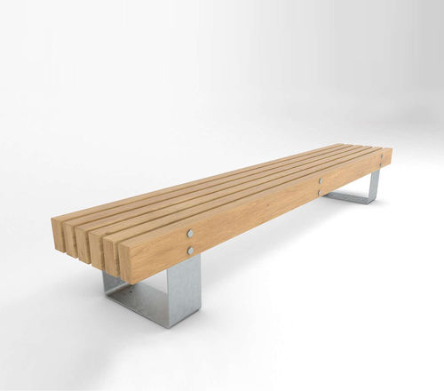 Moderne Bank für den öffentlichen Raum - XXL-FF 3m/2m - NORCOR MOB.URBAIN - galvanisiertem Stahl / Kiefer / Tropenholz