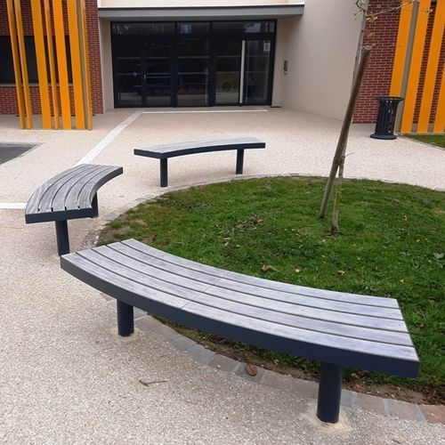 Moderne Bank für den öffentlichen Raum - TREE SEAT - NORCOR MOB.URBAIN - Edelstahl / lackierter Edelstahl / Kiefer