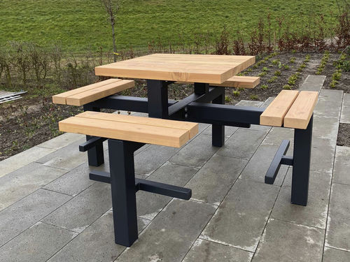 Moderner Picknicktisch - M-4 M-8 - NORCOR MOB.URBAIN - aus lackiertem Metall / Holz / Gestell aus Metall