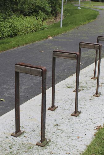Bodenstehende Fahrradstütze - CICLA-1 - NORCOR MOB.URBAIN - pulverbeschichteter Stahl / galvanisiertem Stahl / Tropenholz