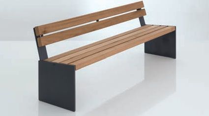 Moderne Bank für den öffentlichen Raum - BINGO - NORCOR MOB.URBAIN - Tropenholz / Stahlblech / mit Rückenlehne
