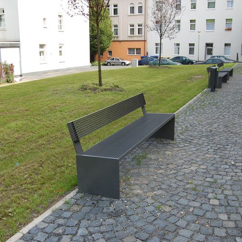 Bank für den öffentlichen Raum / minimalistisches Design - STAAL - NORCOR MOB.URBAIN - Stahl / mit Rückenlehne