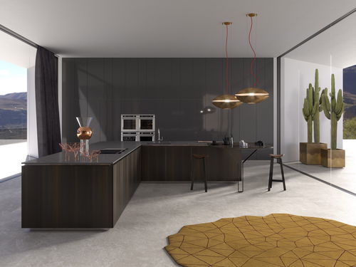 Moderne Küche - HD23 - Rossana - Holz / Edelstahl / Messing