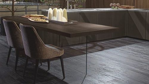 Moderner Tisch - W75 - Rossana - Metall / Gestell aus Glas / rechteckig