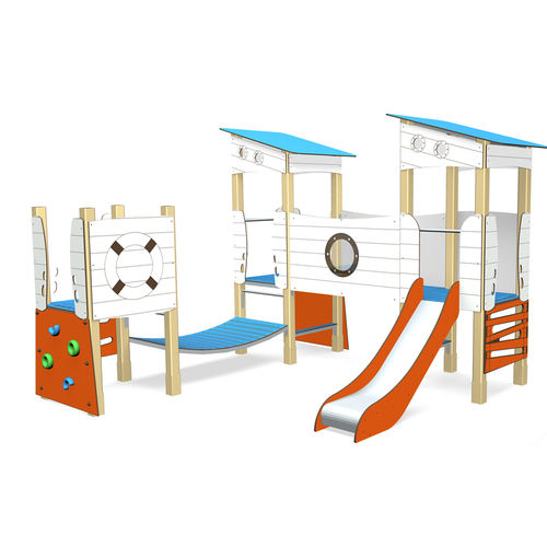 Spielplatzgerät für öffentliche Anlagen - 3 TOURS MATELOT 3611 - Transalp - Holz / Aluminium / beschichtet