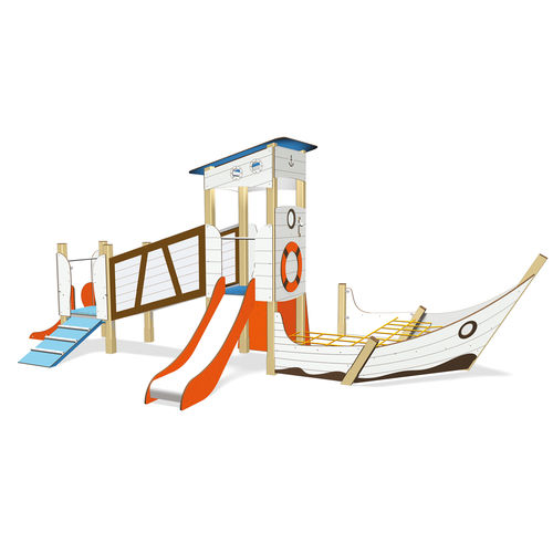 Spielplatzgerät für Familienfahrten - ST-32-017 LE BATEAU - Transalp - für öffentliche Bereiche / Holz / interaktiv