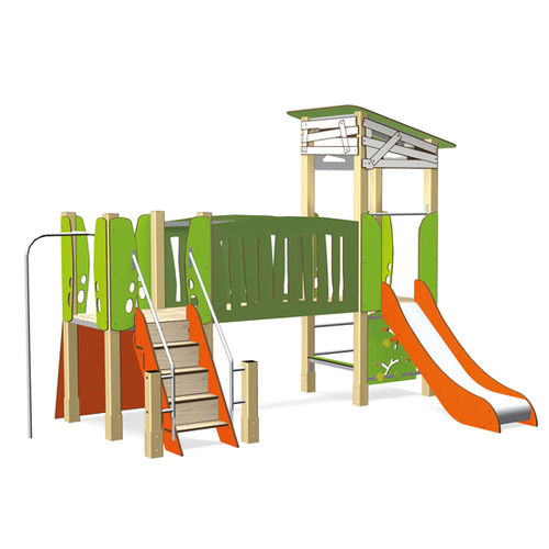 Spielplatzgerät für öffentliche Anlagen - MA CABANE 2 TOURS 3702 - Transalp - Edelstahl / Aluminium / HPL
