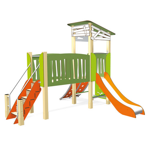 Spielplatzgerät für öffentliche Anlagen - MA CABANE PASSERELLE 3714 - Transalp - Holz / Metall / HPL
