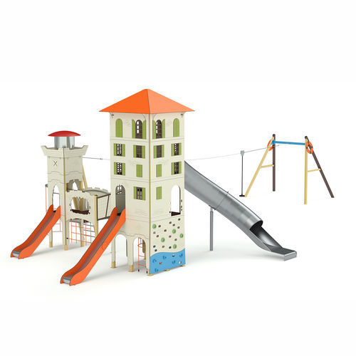 Spielplatzgerät für Kindergarten - La Bâtisse méditerranéenne - Tyrolienne - Transalp - für öffentliche Einrichtungen / für öffentliche Bereiche / für Familienfahrten