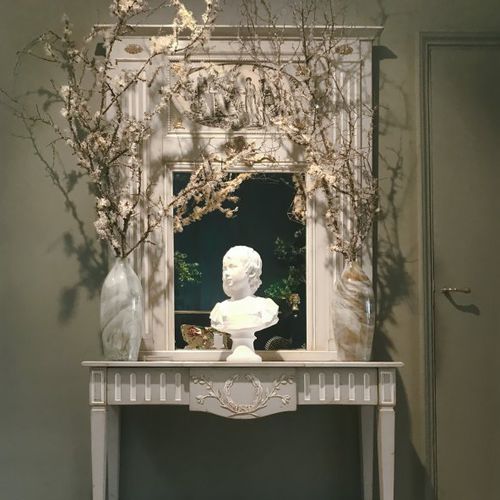 Wandmontierter Spiegel - 584 B - MOISSONNIER - Louis XVI / rechteckig / lackiertes Holz