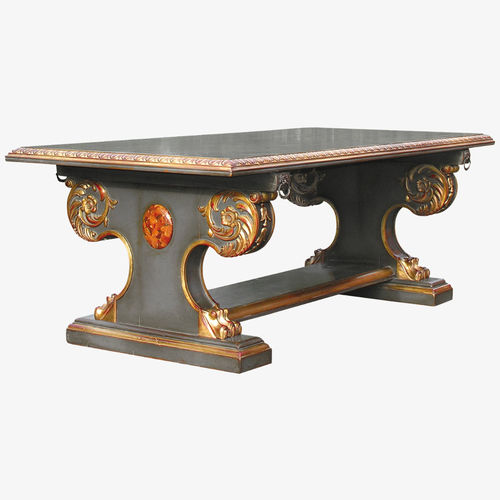 Barock Tisch - 751 B - MOISSONNIER - Buche / lackiertes Holz / Gestell aus Buche