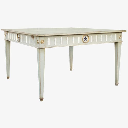 Tisch / Louis XVI - 654 B - MOISSONNIER - Buche / lackiertes Holz / Gestell aus Buche