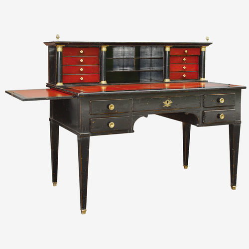 Bodenstehender Schreibtisch - 586TER series - MOISSONNIER - Empire-Stil / Nussbaum / Leder