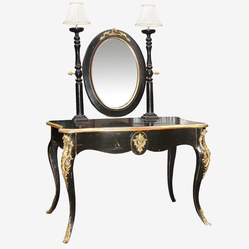 Schminktisch / Napoléon III. - Stil - 720 B - MOISSONNIER - lackiertes Holz / Buche / mit Hintergrundbeleuchtung