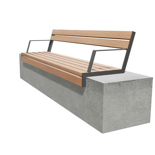 Bank für den öffentlichen Raum / minimalistisches Design - HOP HOP WALL - miramondo - Holz / Metall / mit Rückenlehne