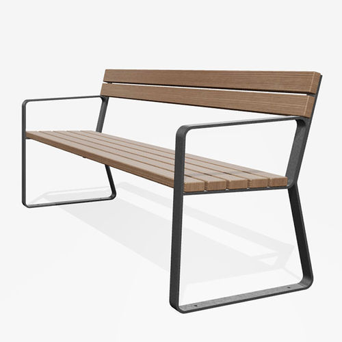 Bank / minimalistisches Design - HENRY - miramondo - Esche / Lärche / galvanisiertem Stahl