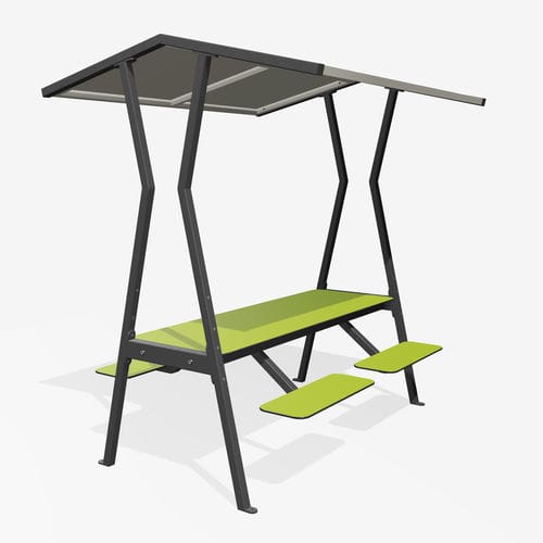 Moderner Picknicktisch - ROOFUS - miramondo - galvanisiertem Stahl / pulverbeschichteter Stahl / HPL