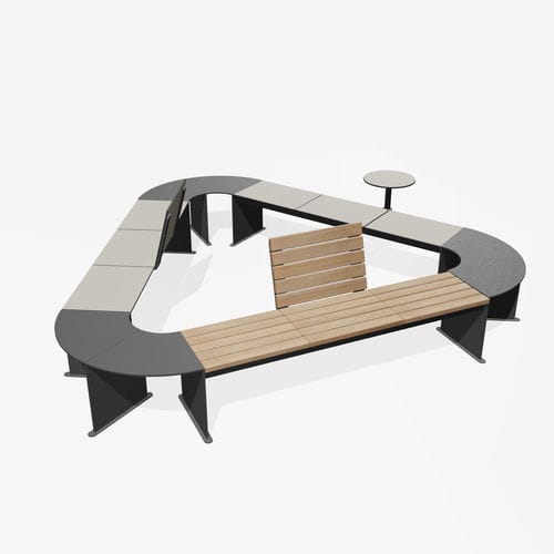 Bank für den öffentlichen Raum / originelles Design - GO - miramondo - galvanisiertem Stahl / pulverbeschichteter Stahl / HPL