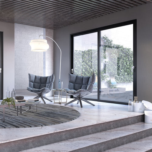 Metallschiebesystem - SMARTIA M14400 - ALUMIL - Glas / für Terrasse / ohne elektrische Isoliereigenschaften