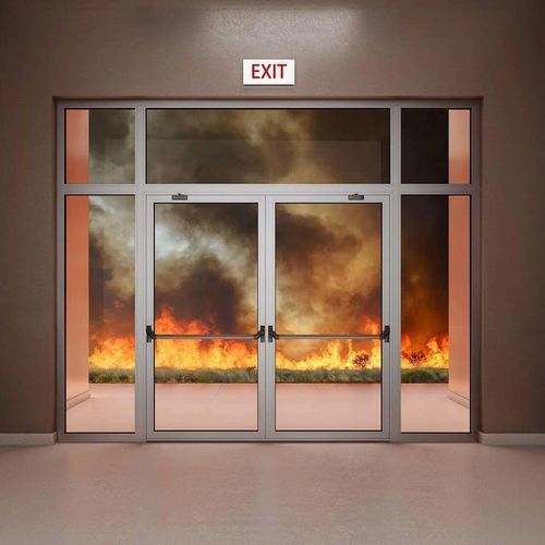 Brandschutztür - M84FR - ALUMIL - zur Außenaufstellung / Aluminium / Glas