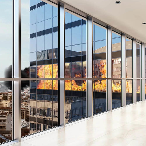 Vorhangfassade mit Aluminiumrahmen - M7FR - ALUMIL - Modul / aus Aluminium und Glas / Brandschutz