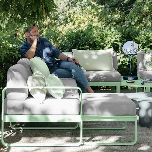 Moderner Fußschemel - BELLEVIE - FERMOB - Acrylgewebe / Sunbrella® / abperlendes Gewebe