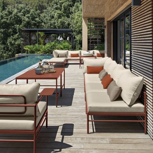 Moderner Tisch - RIVAGE - FERMOB - Aluminium / Gestell aus Aluminium / quadratisch