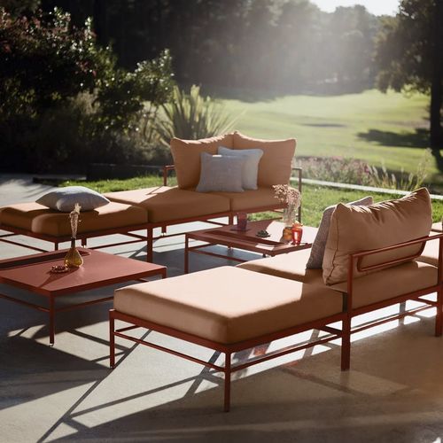 Moderne Ottomane - RIVAGE - FERMOB - Aluminium / Stoff / quadratisch