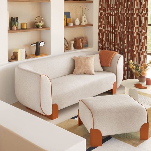 Moderne Ottomane - VOULEZ-VOUS - FERMOB - Stahl / Stoff / Buche