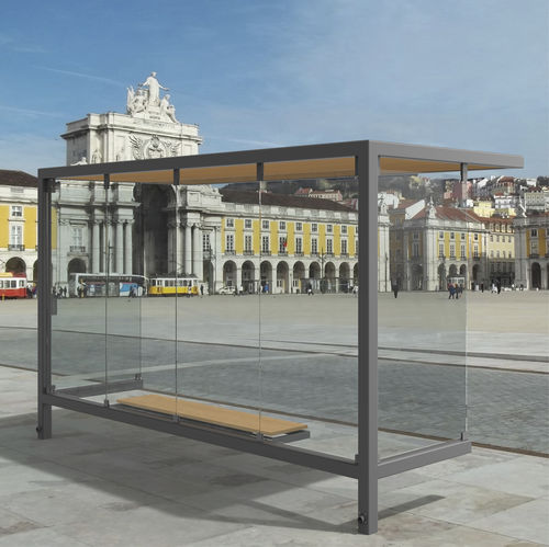 Hartglas-Buswartehalle - DACIANO  - LARUS DESIGN - Stahl / Sperrholz / Glasfaser