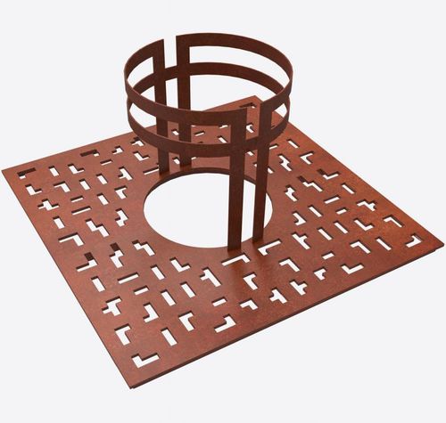 Quadratisches Baumgitter - TETRIS - LARUS DESIGN - COR-TEN®-Stahl