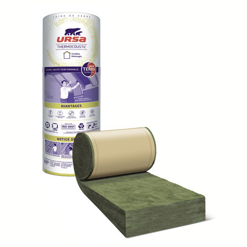 Thermo-akustische Isolierung - THERMOCOUSTIC 35 QPL - URSA France - Glaswolle / Rollen / für Dach