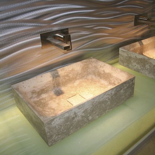 Waschbecken aus Jerusalemer Stein - Pietra di gerusalemme - Einbau / oval / rechteckig
