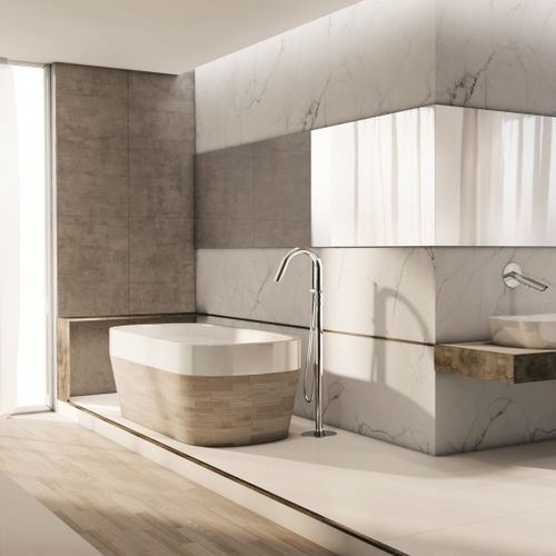 Einhebelmischer für Badewanne - AT18500L - Ama Luxury Shower - bodenstehend / Edelstahl / für Badezimmer