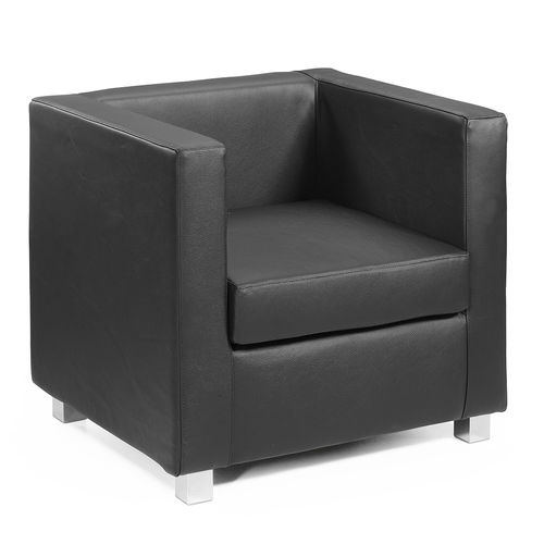 Moderner Sessel - QUADRA - Julia - Leder / Stoff / schwarz