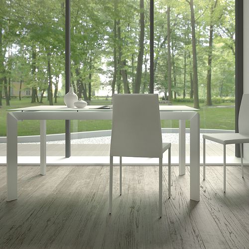 Moderner Tisch - BAILO - Julia - Hartglas / Gestell aus Stahl / rechteckig
