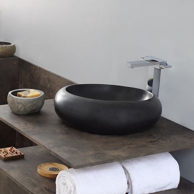 Aufsatzhandwaschbecken - ISHANA - Dharma Bati Bali ,PT - rund / Verbundwerkstoff